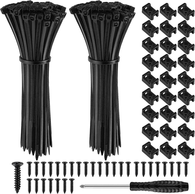 Kabelbinders Set - Tie Wraps Kabelbinders - Kabelbeheer - Met Schroefhouders - 500 Stuks - Zwart