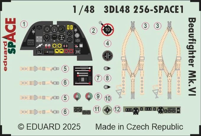 Eduard Modelbouwdecoratie - 3DL48256 Sp - Decals Set voor Beaufighter Mk.VI - Decals