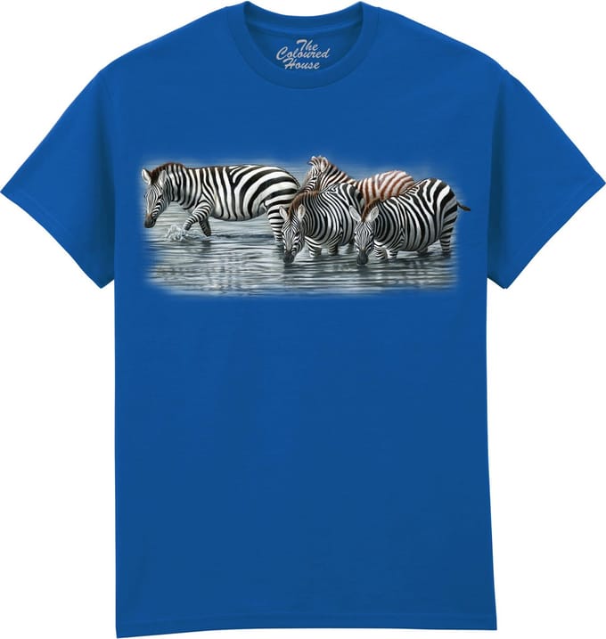 Zebra Water Hole The Coloured House T-shirt XL