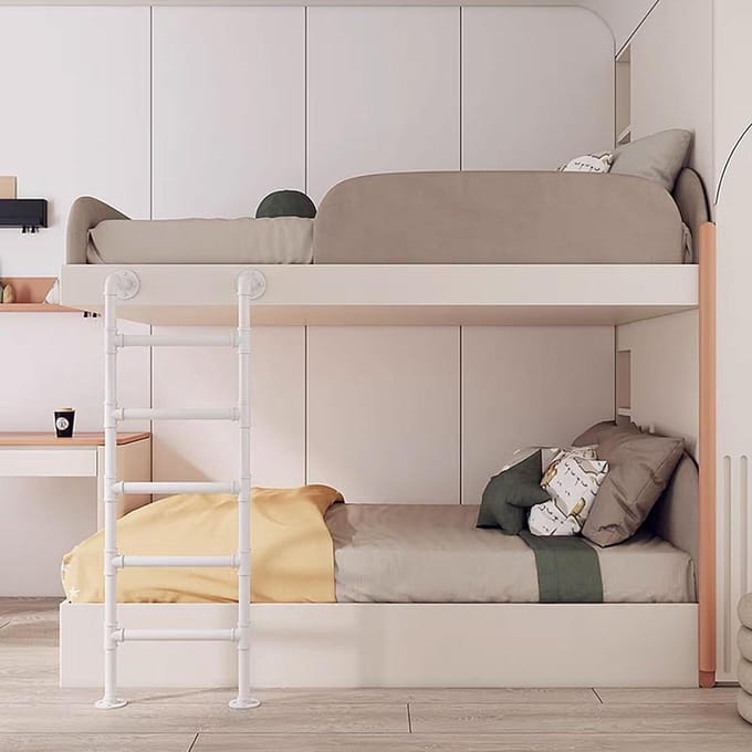 Stapelbedladder - Loft trapladder - Veilig toegang - Wandmontage - 220 cm - Wit
