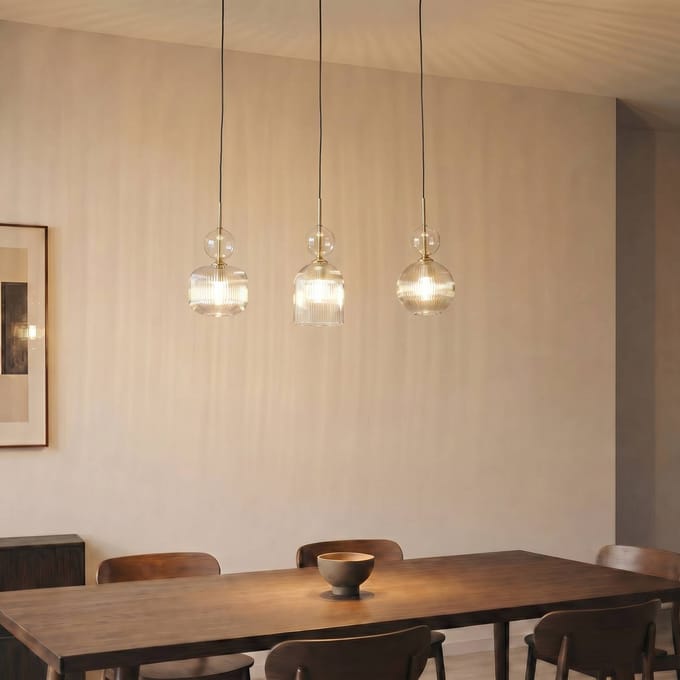 TK Lighting Hanglamp Sophia, 3-lamps, 65 cm, cognac/zwart, E14