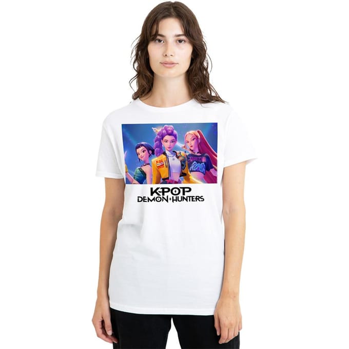 K-Pop Demon Hunters Dames/Dames Huntr/X T-shirt (Wit)