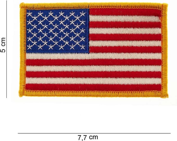 Embleem stof vlag USA gouden rand (klein)