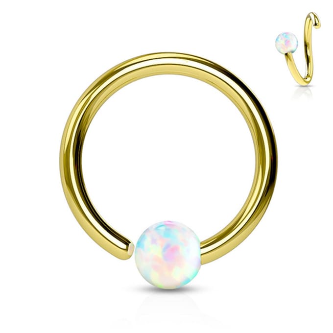 Piercing opal buigbare ring 0.8x8 - goud - LMPiercings