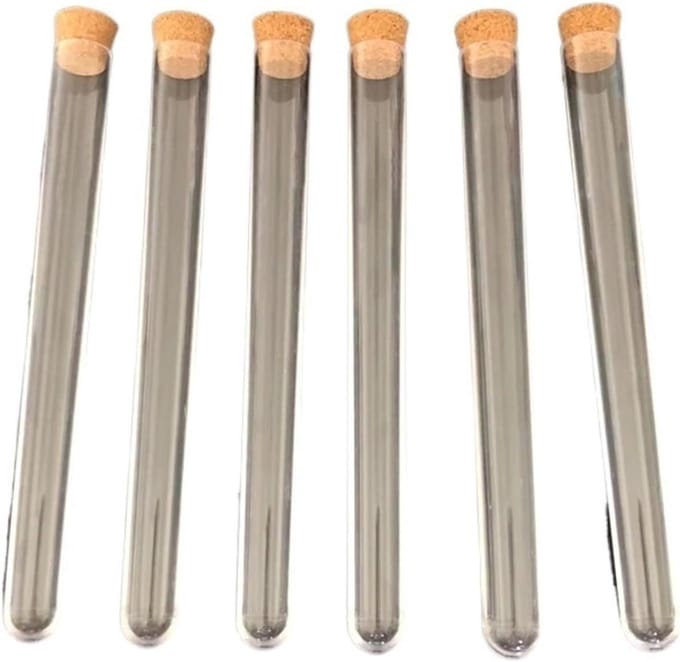 Plastic Reageerbuizen - Proefbuisjes Kurk - Laboratorium Experimenten - Met Kurken Sluiting - 15 x 150 mm - Transparant