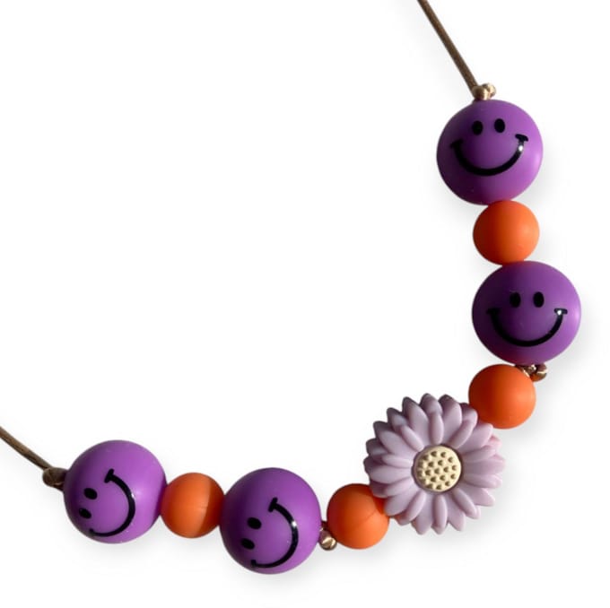 Kinderketting | Bijtketting | Smiley | Paars | Oranje | Vanaf 3 jaar!