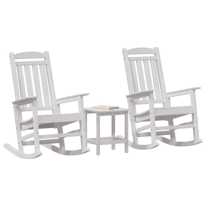vidaXL - Schommelstoel - 3 - st - Wit - Polyetheen