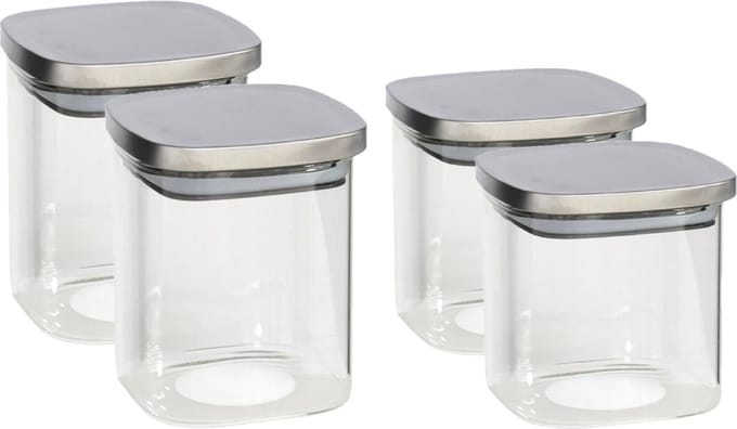 Gerim - 4x keuken voedsel voorraadpotten glas - 2 formaten 800/1100 ml
