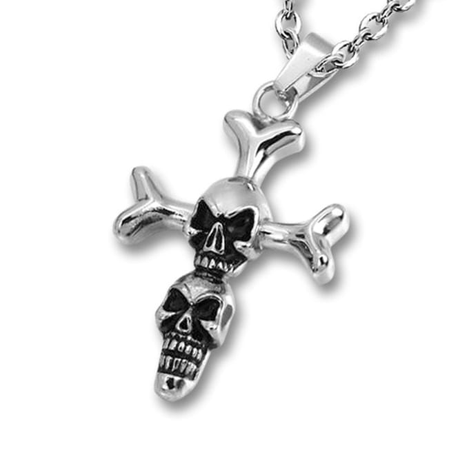 Amanto Ketting Amrit - 316L Staal - Doodshoofd - 45x28mm - 60cm