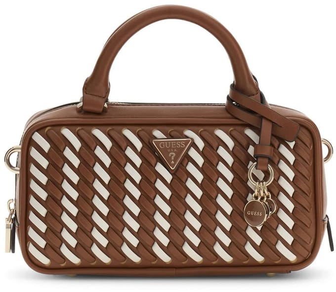 GUESS handtas schoudertas Kora Mini Box Satchel Caramel bruine