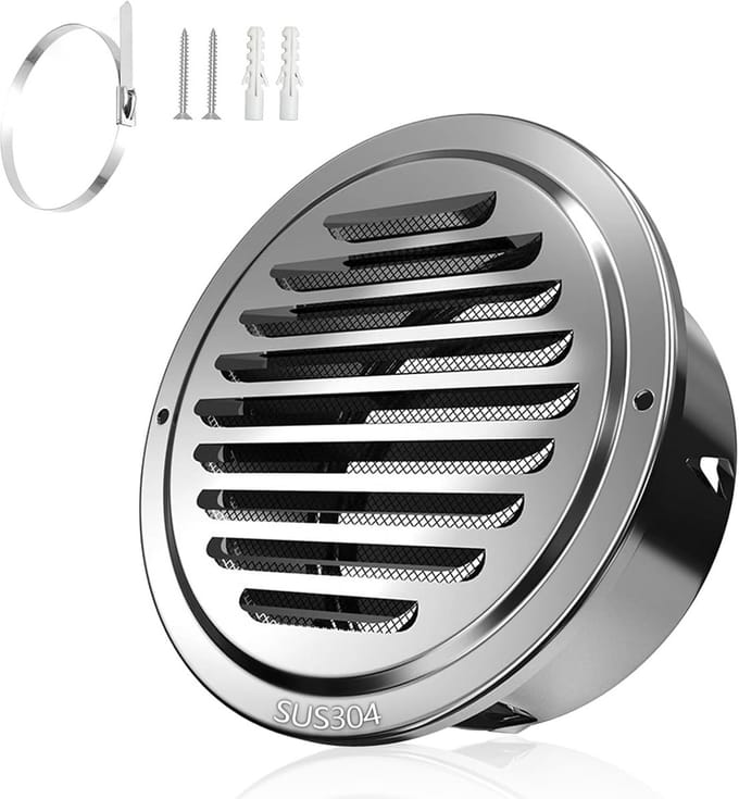 Rond Ventilatie Rooster 110mm RVS 304 met Insectenwering
