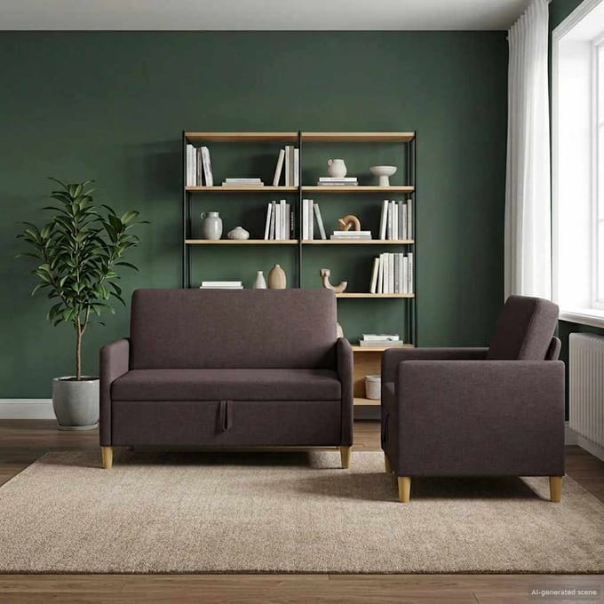 vidaXL Bankenset met opbergruimte 2 st Donkerbruin Polyester