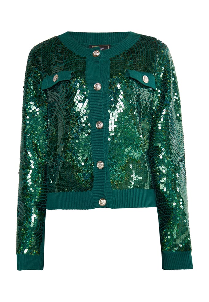 Faina Vest met pailletten Dames Smaragdgroen