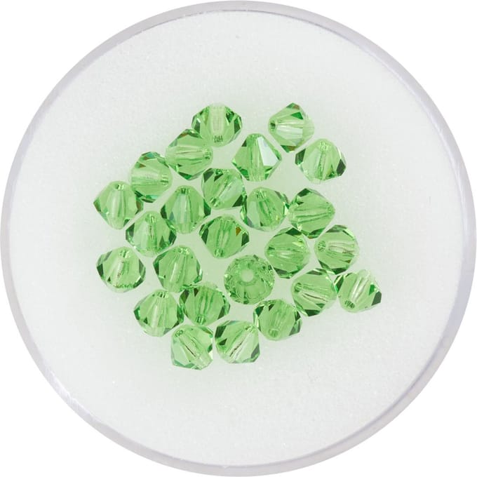 Glas geslepen glitterkralen, 4 mm - Peridot