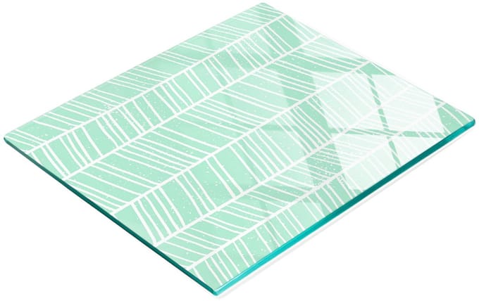 Duurzame en stijlvolle glazen snijplank met visgraatpatroon 60x52 cm