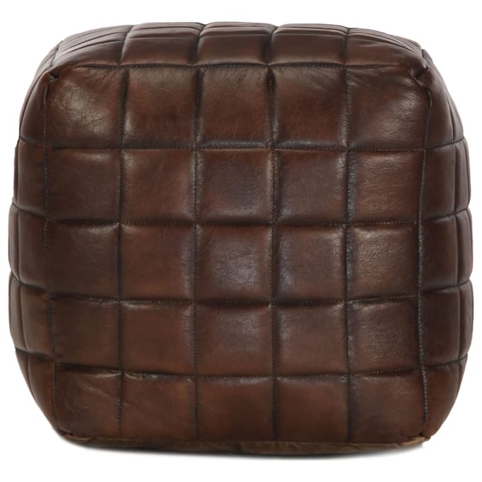 vidaXL - Poef - 40x40x40 - cm - echt - geitenleer - donkerbruin