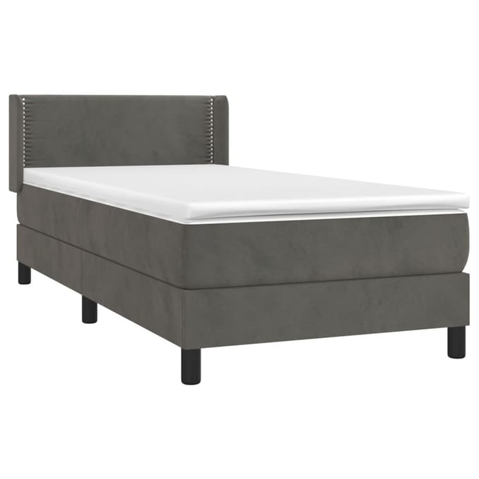 vidaXL - Boxspring - met - matras - fluweel - donkergrijs - 100x200 - cm