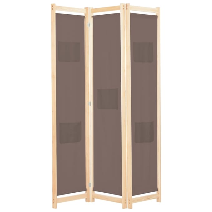 vidaXL - Kamerscherm - met - 3 - panelen - 120x170x4 - cm - stof - bruin