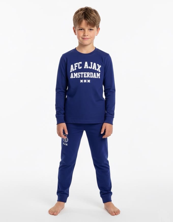 Ajax pyjama - kind - lange mouw - blauw - maat 128/134 - 100% katoen