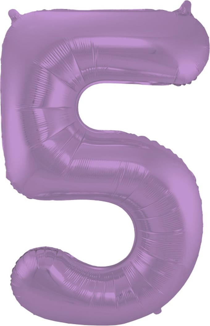 Folat - Folieballon Cijfer 5 Paars Metallic Mat - 86 cm