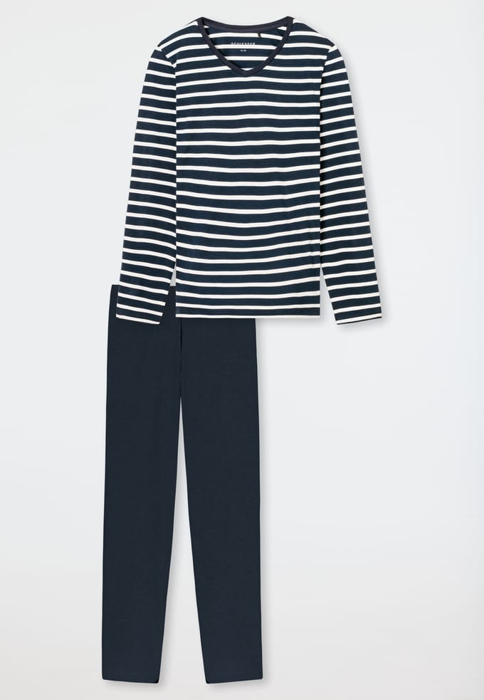 Schiesser Lange pyjama Casual Essentials - Dames Pyjamaset nachtblauw