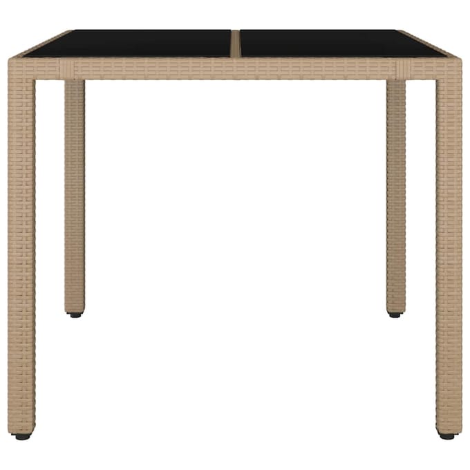 vidaXL - Tuintafel - met - glazen - blad - poly - rattan - en - gehard - glas - beige