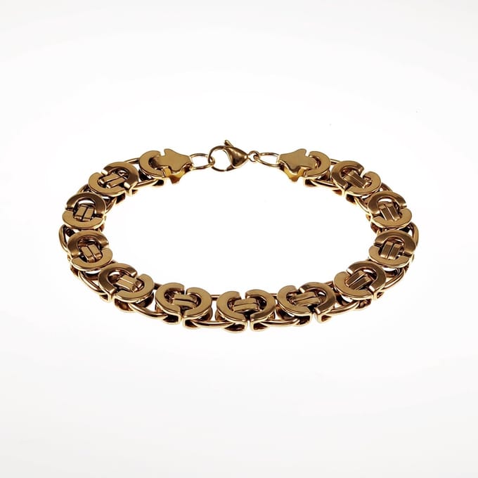 11mm Platte Koningsarmband - Stalen Goudkleur - Schakelarmband