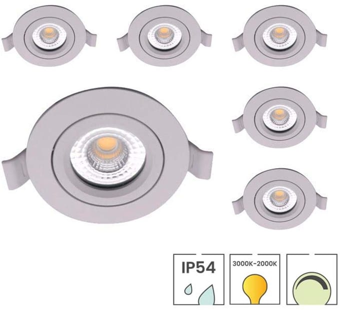 Lybardo - Lage Inbouwspots - 6-pack - 5W - Dim to warm - Waterdicht - Spotjes Inbouw
