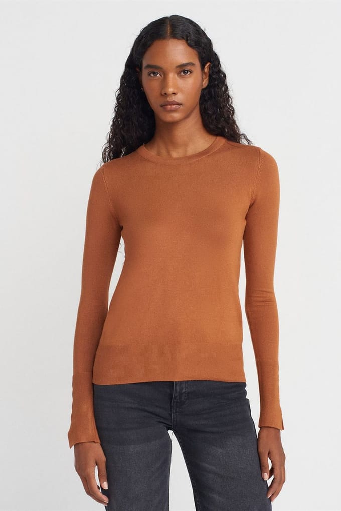 Geribbelde Crew Neck Slim Fit Trui