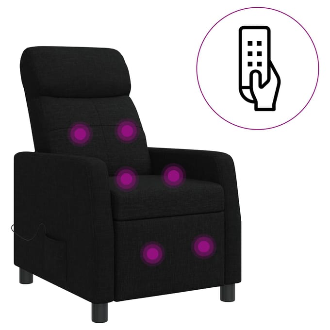 vidaXL - Massage - Relaxstoel - Zwart - Stof