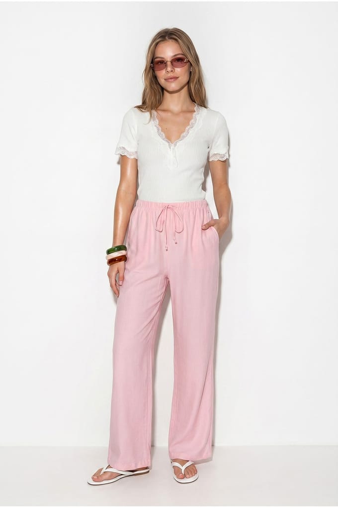 Dames Wijde Pijp Crêpe Broek