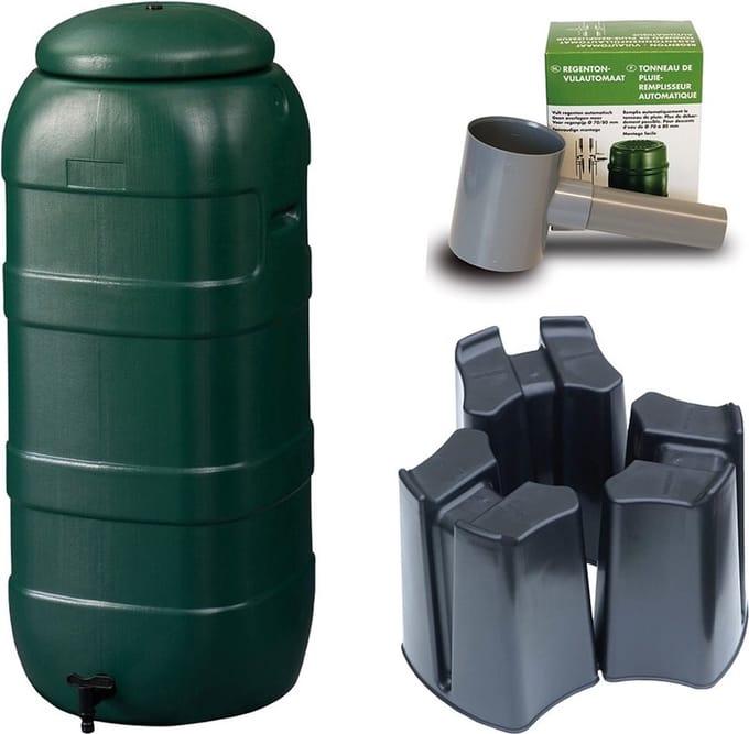 Harcostar - Regenton Rainsaver - Groen 100 L + Voet + Vulautomaat