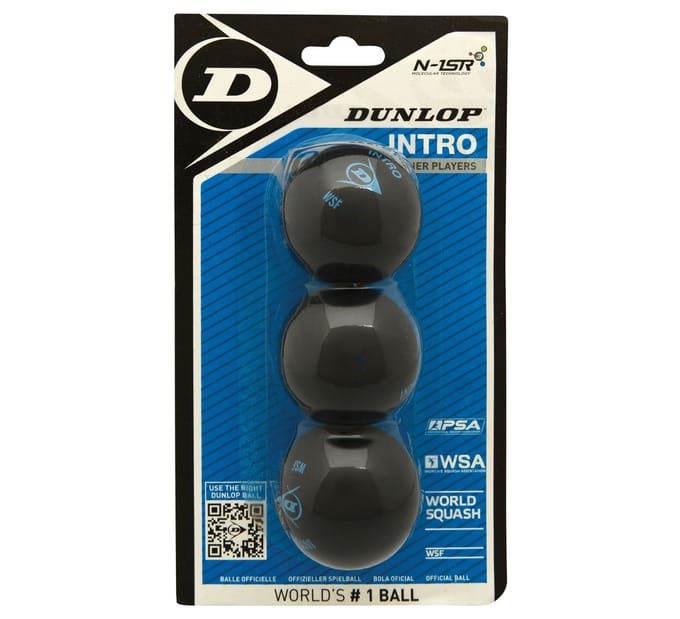 Dunlop INTRO - Squashballen beginner - 3bal blister - zwart