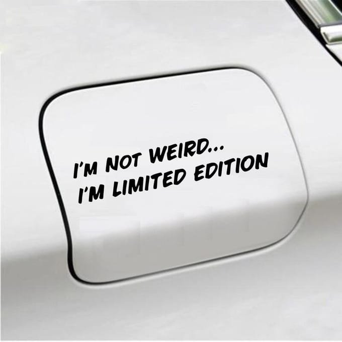 Bumpersticker - Im Not Weird - 4 X 20 - Zwart