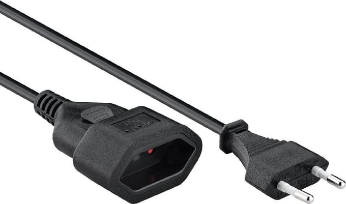 Goobay Verlengkabel eurostekker, 2 m, zwart, eurostekker (type C, CEE 7/16) > Eurobus (type C, CEE 7/16)