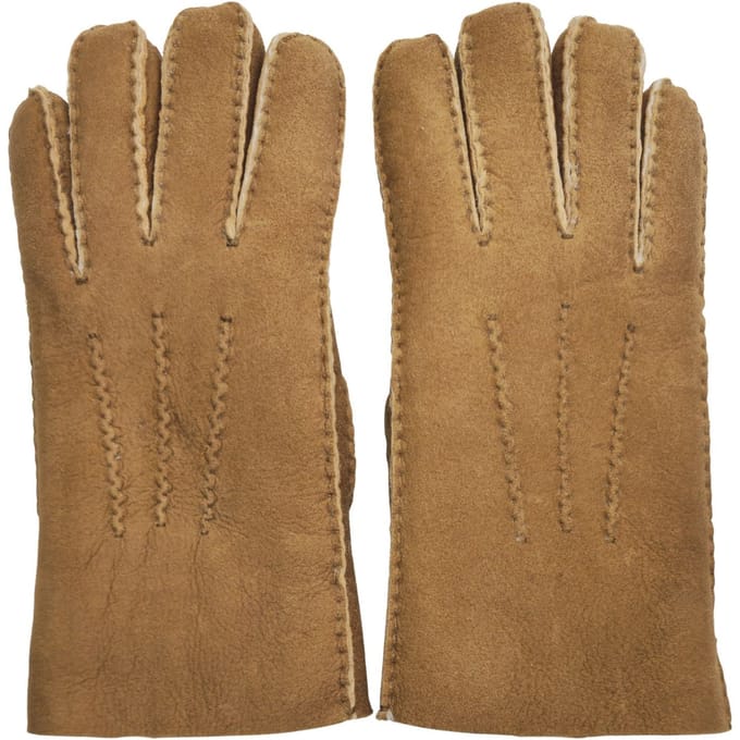 Heren Tan Luxe Schapenvacht Suède Leren Handschoenen