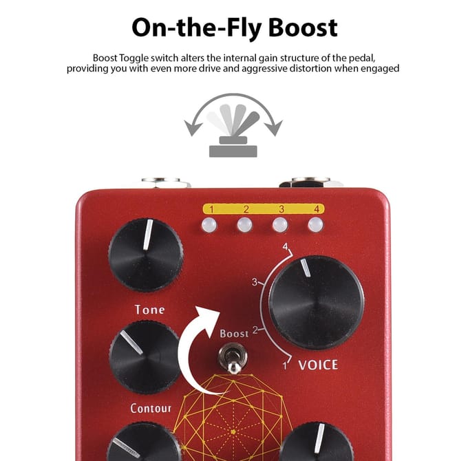 MOSKYAUDIO Gitaar Distortion Effectenpedaal ROOD BRUIN Distortion Gitaar Bas Effectpedaal Distortion rood