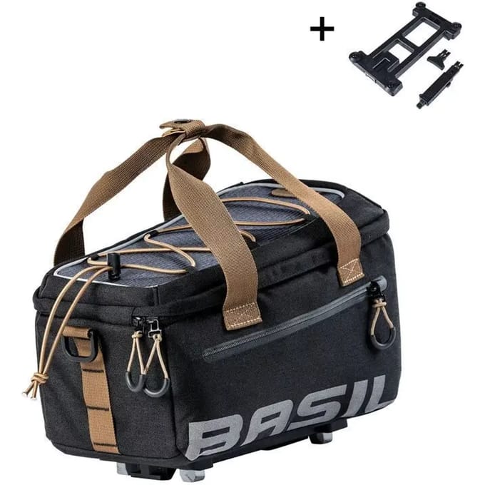 Basil Miles Trunkbag MIK - Bagagedragertas -100% Waterdicht - Stevig Polyester - Zwart/Grijs - 7 Liter