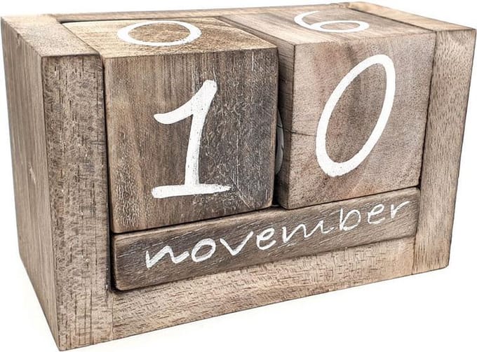 Eeuwigdurende Houten Blok Kalender