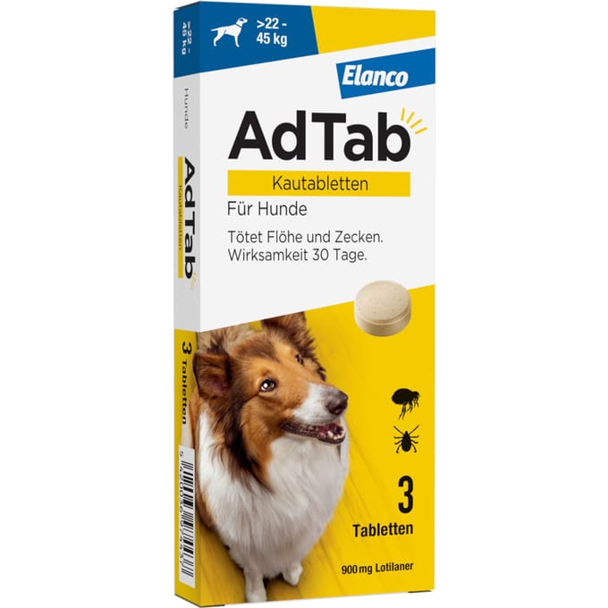 AdTab Kauwtabletten voor zeer grote Honden, van 22 tot 45 kg - 3 Tabletten
