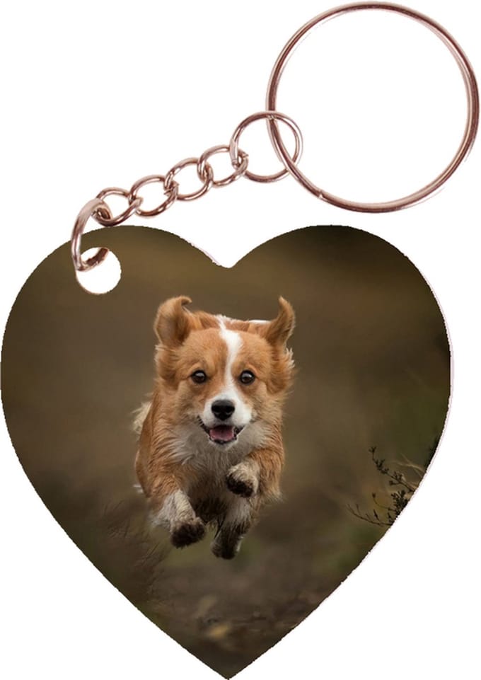 Sleutelhanger hartje 5x5cm - Welsch Corgi Pembroke Hond