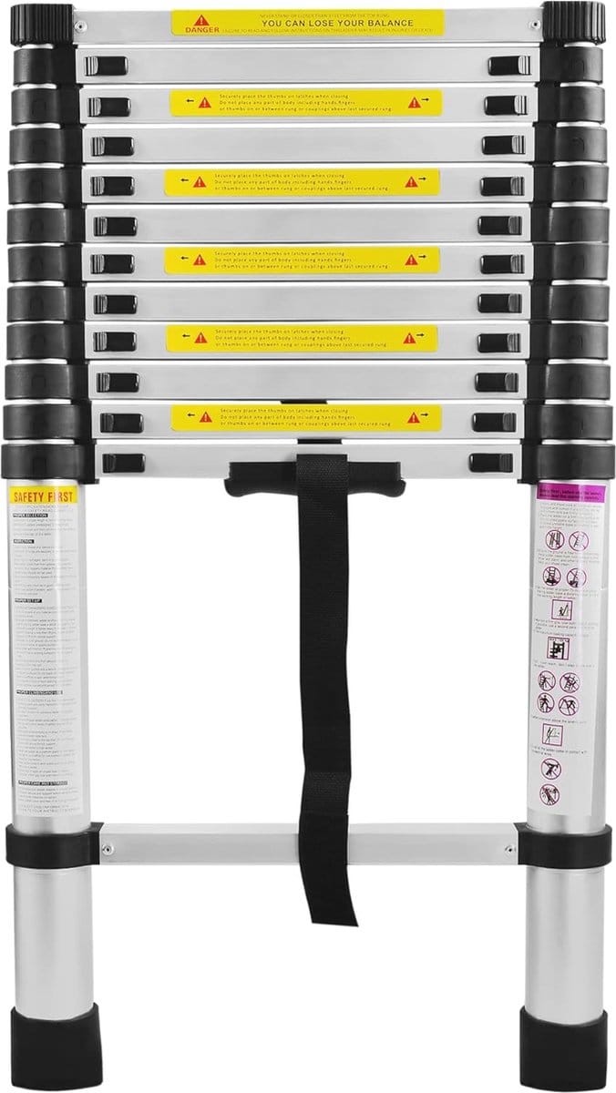 Telescoopladder van Aluminium - Uittrekbare Multifunctionele Ladder tot 3,80 m