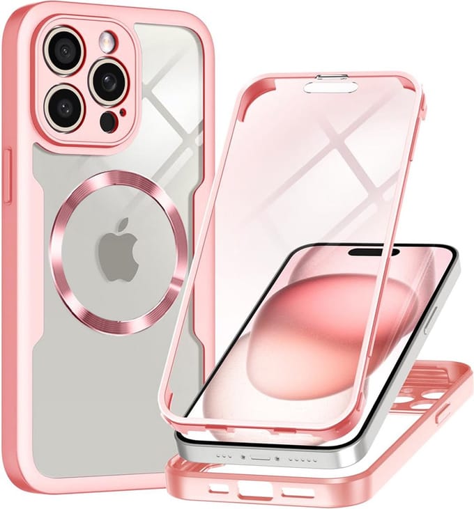 Hoesje geschikt voor Apple iPhone 14 Pro Max - Techsuit ColorVerse 360 Case met Screenprotector - Geschikt voor MagSafe - Roze