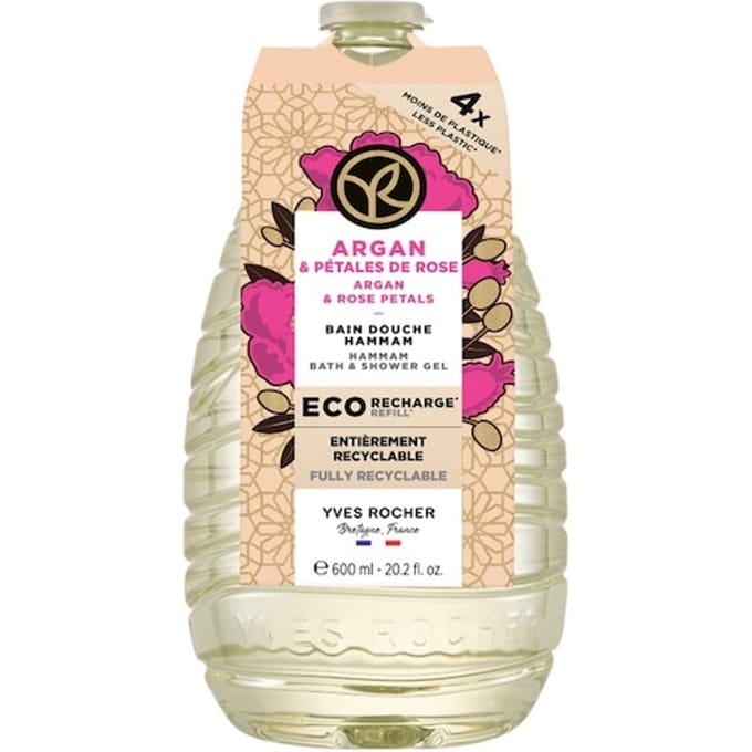 Yves Rocher Eco-Navulling Bad- en Douchegel Argan & Rozenblaadjes
