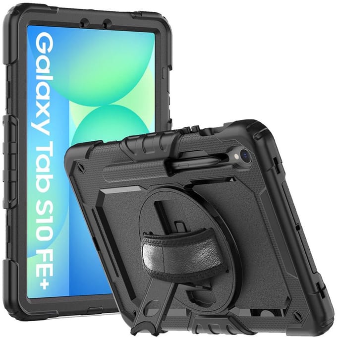 Just in Case tablet Hoes geschikt voor Samsung Galaxy Tab S10 FE Plus - Shockproof Case met Screenprotector - Zwart