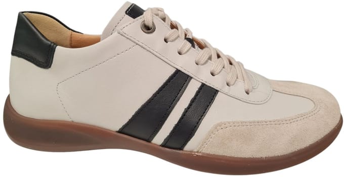 Hartjes Leren Dames Sneakers - Wit/Grijs - 40