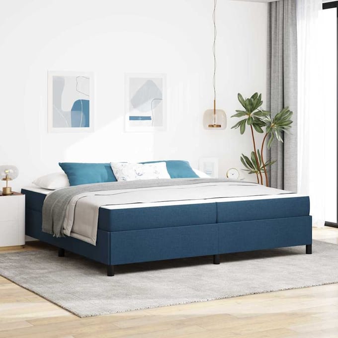 vidaXL - Boxspring - bed - Blauw - 200 - x - 200 - cm - Stof