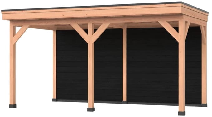 Douglas overkapping, 600 x 300, Met achterwand, Westwood Comfort Basic zwart