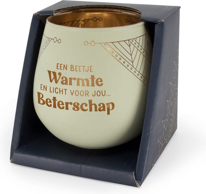 Sfeerlichthouder - Een beetje warmte en licht voor jou. Beterschap - Glas