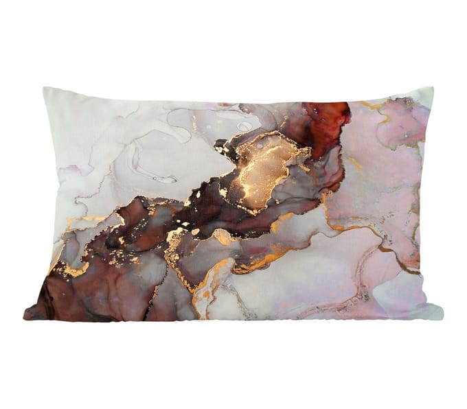Sierkussens - Kussentjes Woonkamer - 60x40 cm - Rood - Marmer - Goud